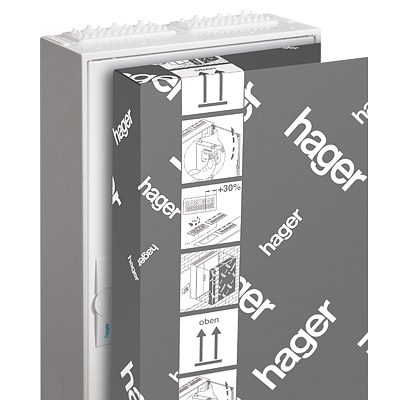 Щитки FWB Картонная упаковка имеет много назначений: щит можно собирать в упаковке, упаковка используется как шаблон для просверливания отверстий в стене, упаковка защищает щит во время штукатурно-малярных работ.